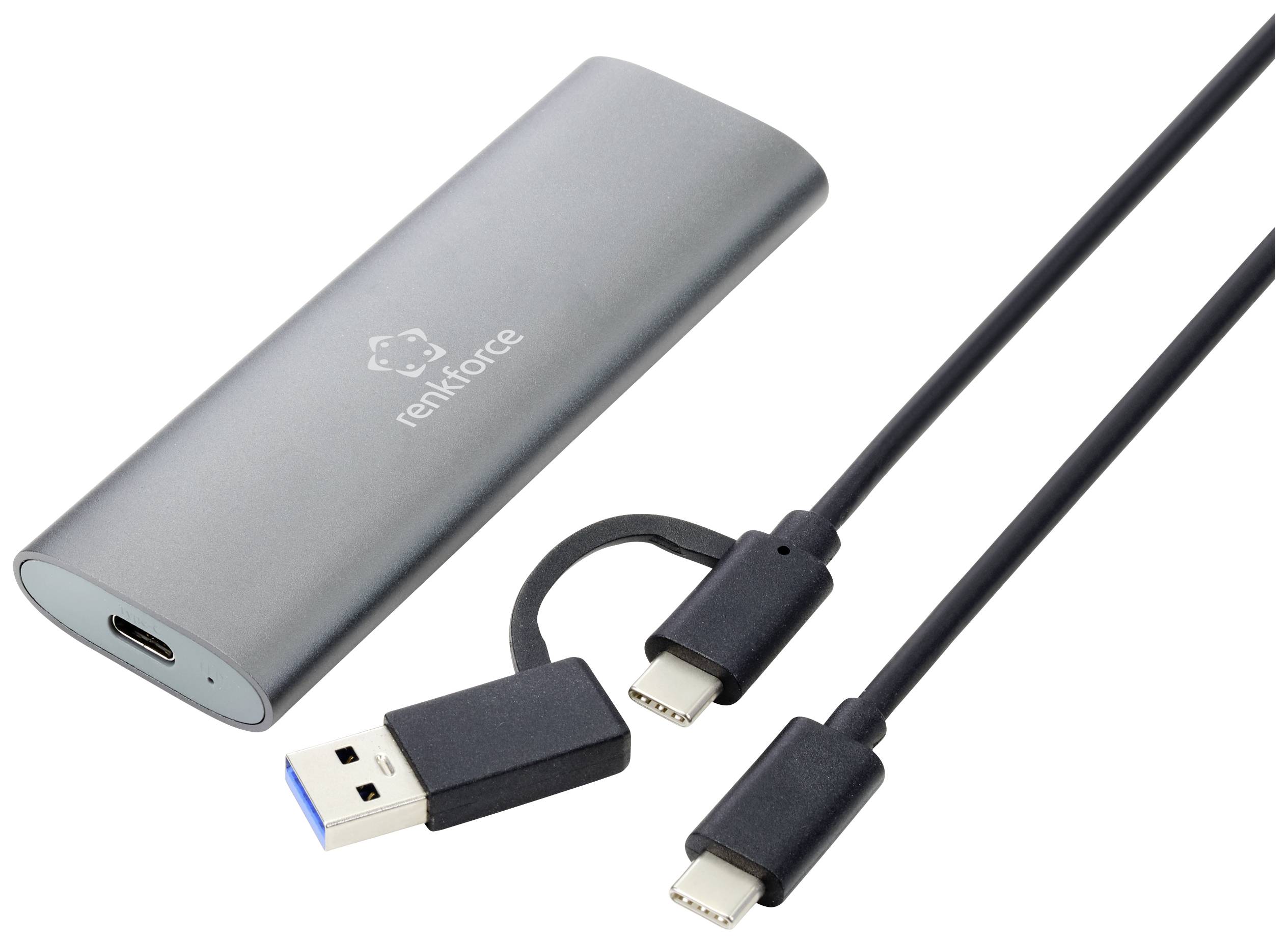 Renkforce RF-ENC-200 M.2 SSD kućište USB-C® (USB 3.2 Gen 2) 10 GBit/s M.2 PCIe NVMe, M.2 SATA 2230, 2242, 2260, 2280 RF-5052920