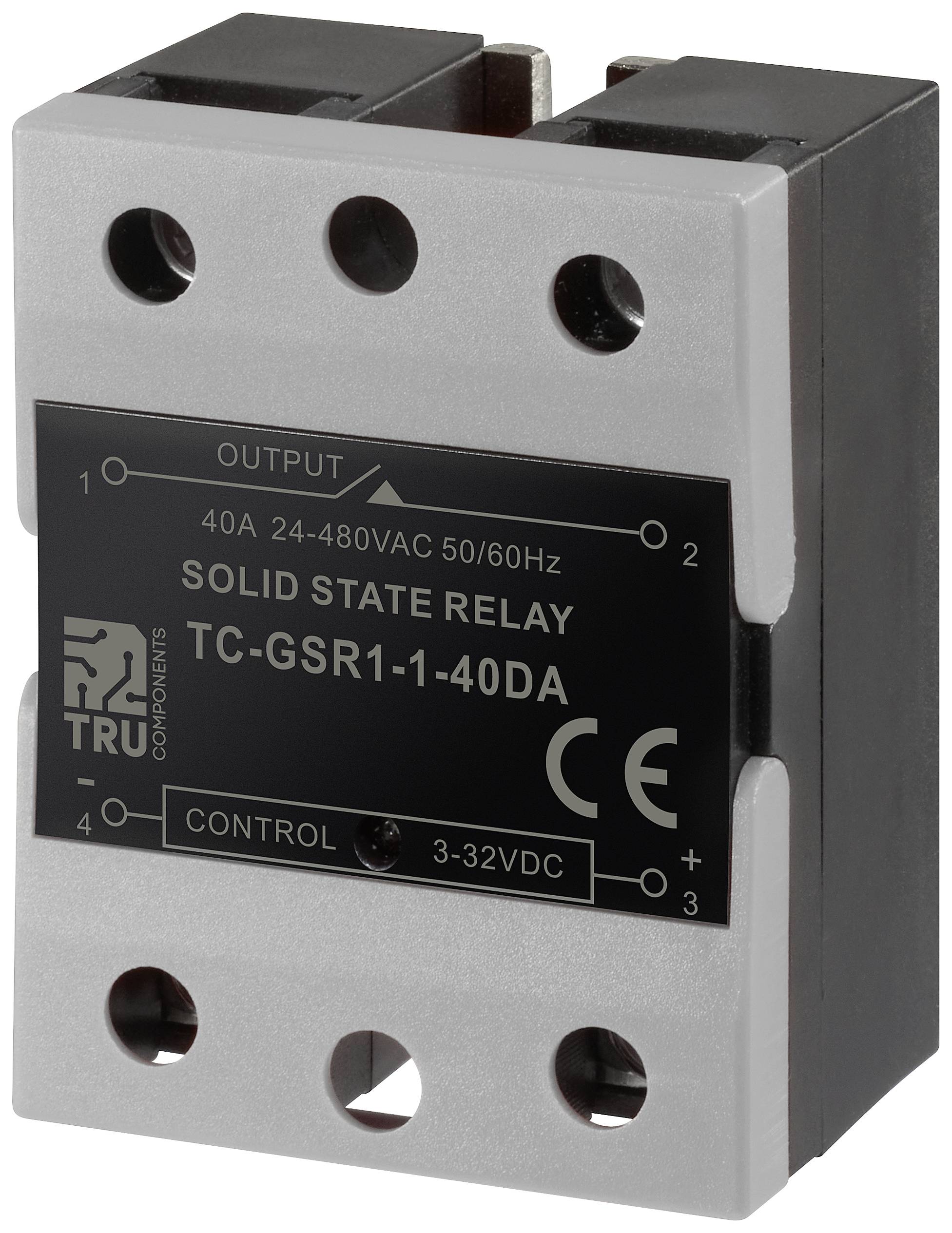 Čvrsti (solid-state) relej od 40A i 24-480VAC na 50/60Hz. Ima upravljački ulaz od 3-32VDC. Pogodan za industrijske primjene.