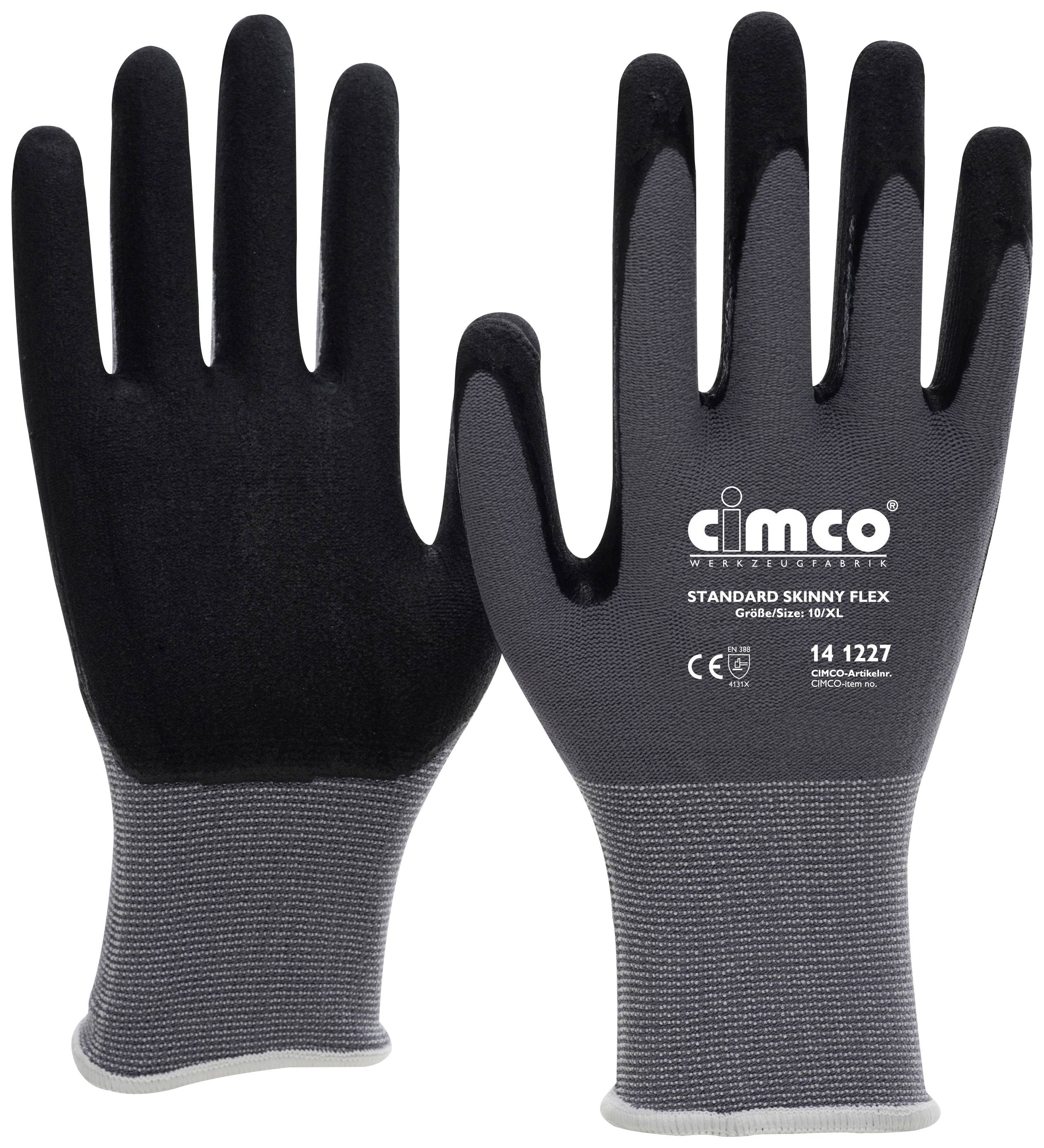 Cimco Standard Skinny Flex schwarz/grau 141225 Werkhandschoen Breiweefsel Maat (handschoen): 8, M EN 388 1 paar
