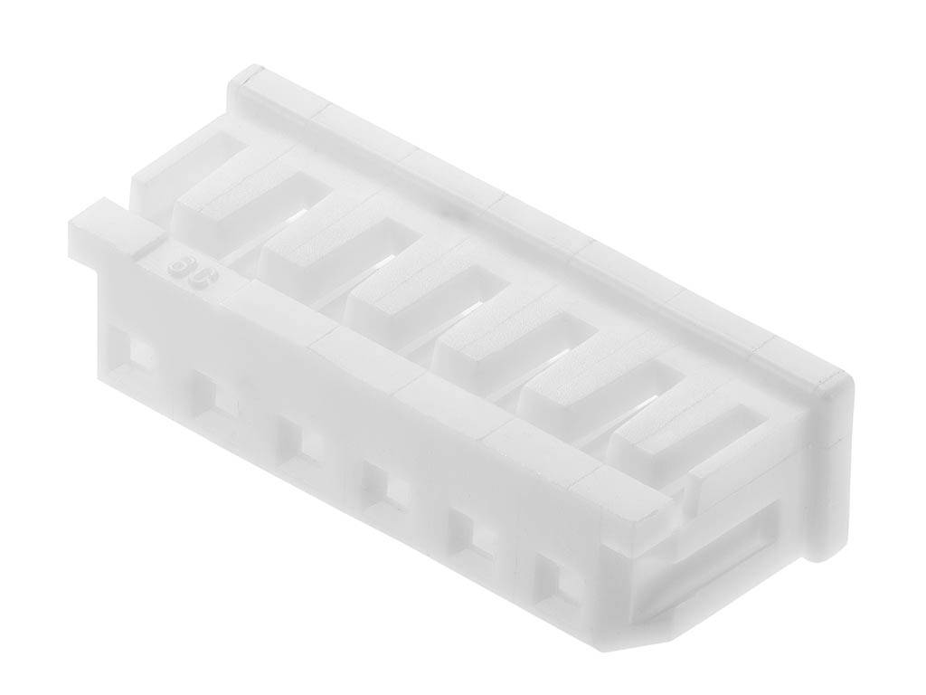 Bijeli plastični utikač s više priključnih mjesta, pogodan za elektroničke spojeve i primjene.