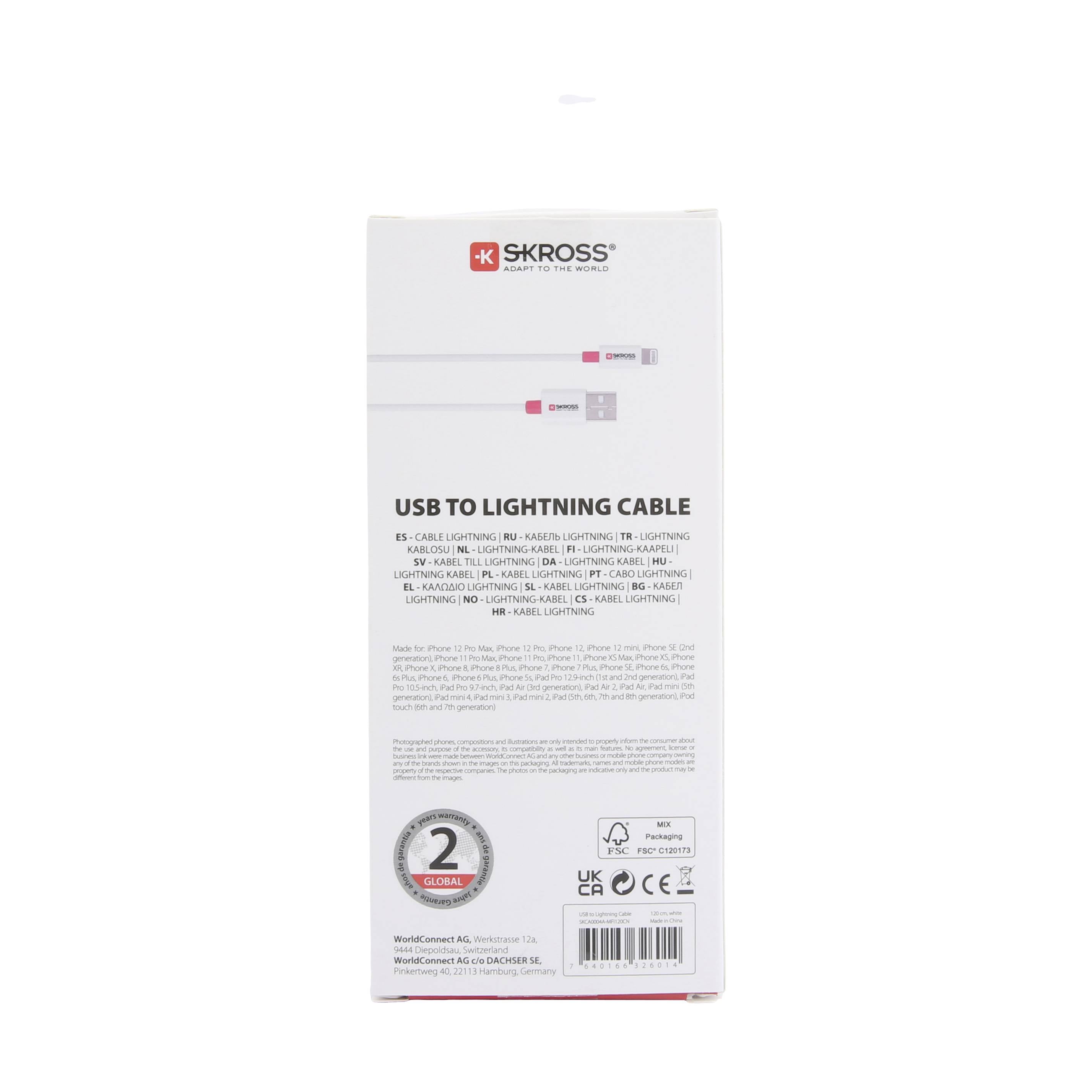 Skross USB kabel USB 2.0 USB-A utikač 1.20 m bijela okrugli SKCA0004A-MFI120CN-3
