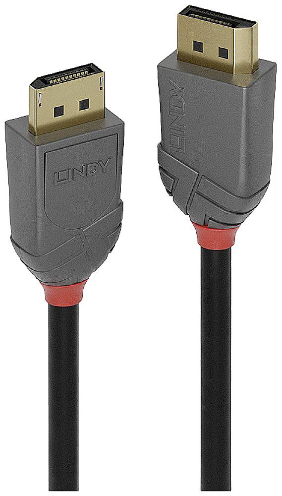 Sivi DisplayPort kabel s dva priključka, kontaktima zlatne boje i crvenim naglascima, pogodan za spajanje monitora.