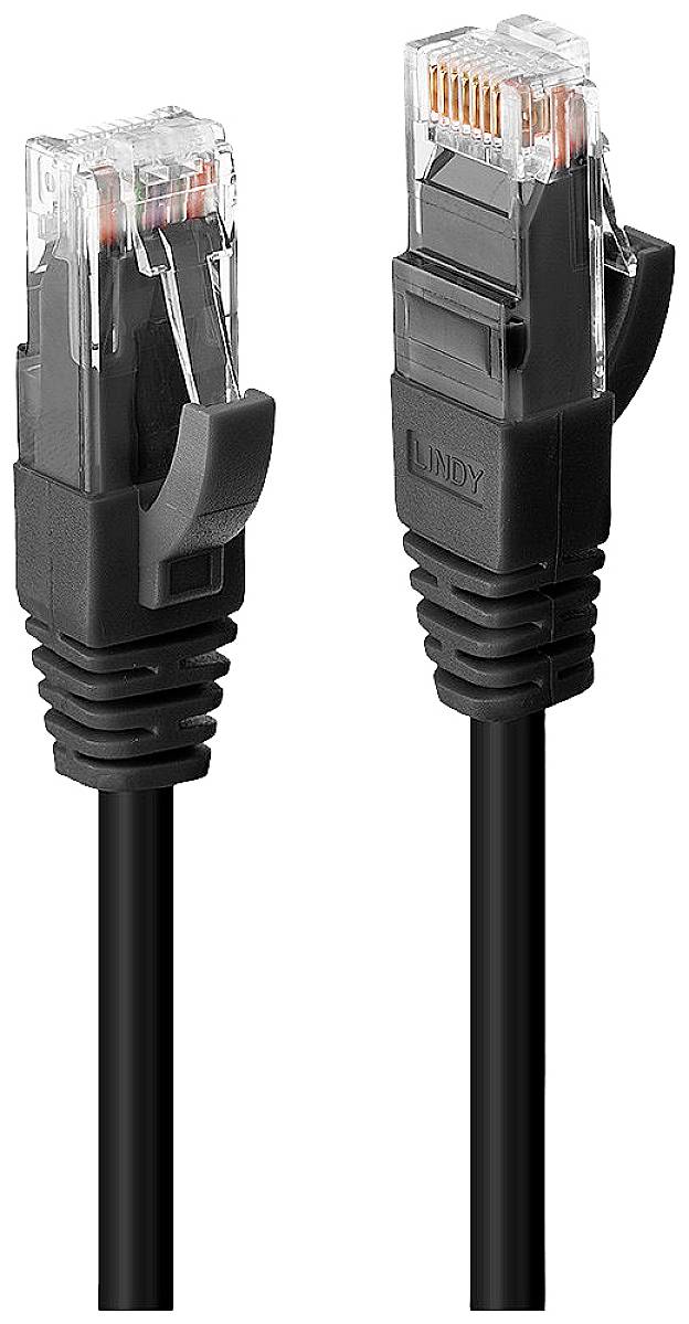 LINDY 45431 RJ45 Netwerkkabel, patchkabel CAT 6 U/UTP 0.50 m Zwart Vergulde steekcontacten 1 stuk(s)