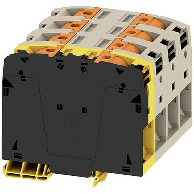 Višepolna električna stezaljka s priključkom na pritisni opruga, u modularnom dizajnu. Glavne boje: crna, siva, narančasta, žuta.