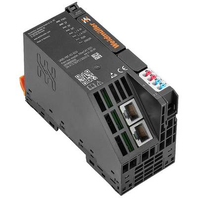 Automatizacijski modul s dva Ethernet porta i višebojnim priključcima. Weidmüller logo gore desno.