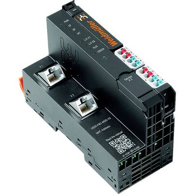 Weidmüller U-Remote I/O modul s Ethernet priključcima i LED indikatorima za status i pogreške, pogodan za industrijske primjene.