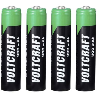 Četiri punjive Voltcraft AA baterije, 1100 mAh, poredane jedna do druge.