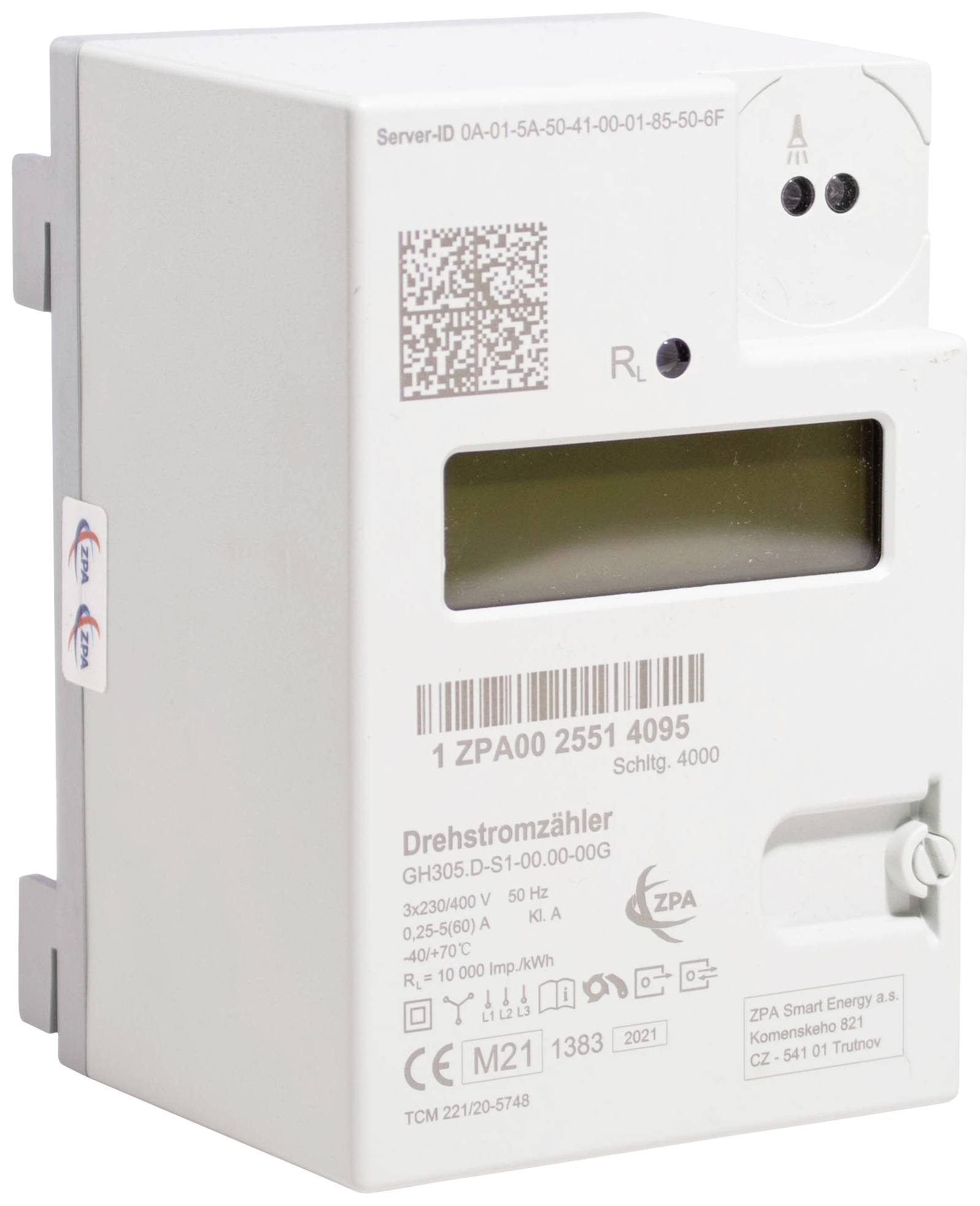 Trofazni brojač električne energije s digitalnim pokaznim elementima, model GH305D. Mjeri i prikazuje potrošnju električne energije u kWh.