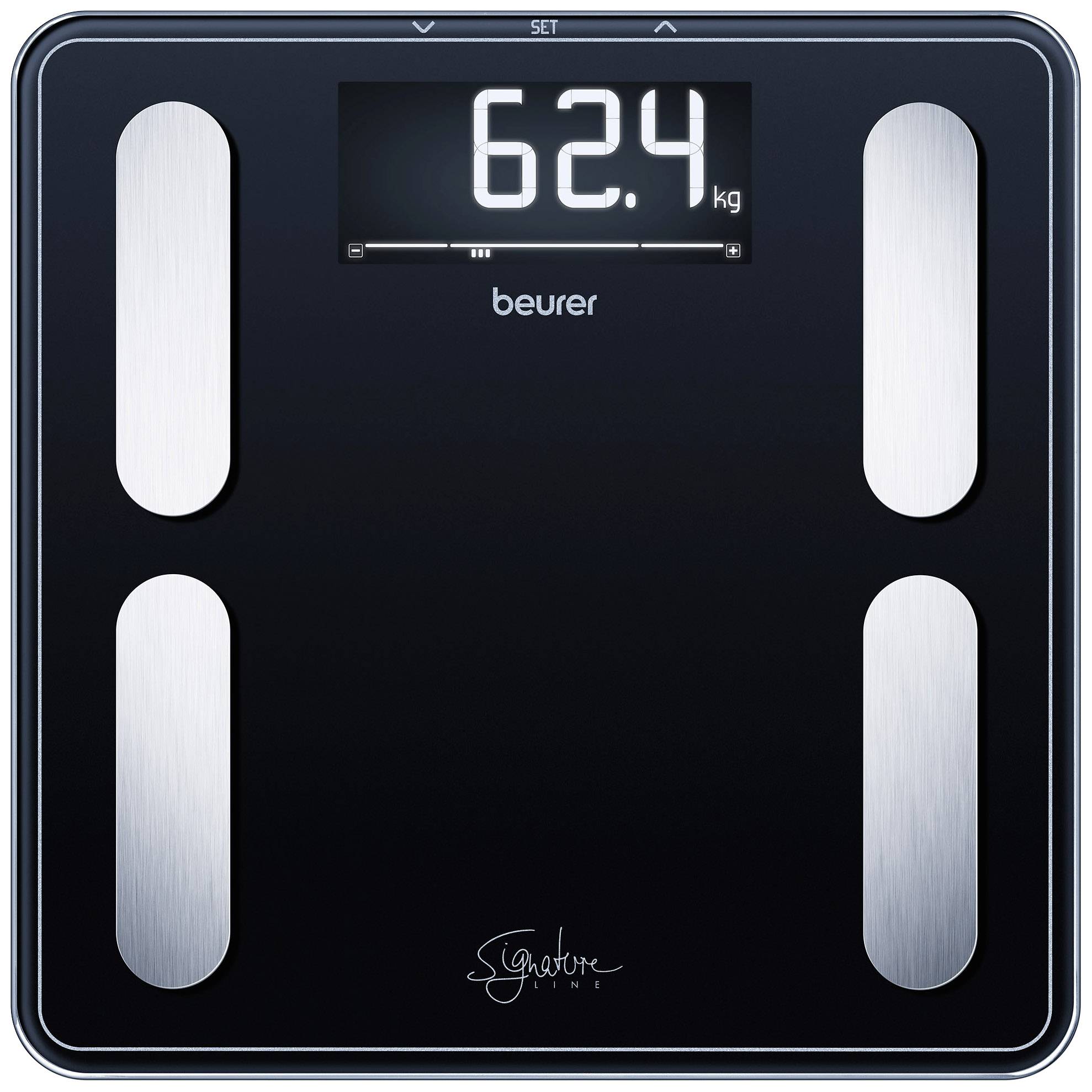 Digitalna vaga pokazuje masu od 62,4 kg.