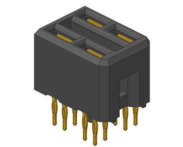 Crni električni konektorski spoj s više zlatnih pins-ova, dizajniran za spajanje elektroničkih komponenti.