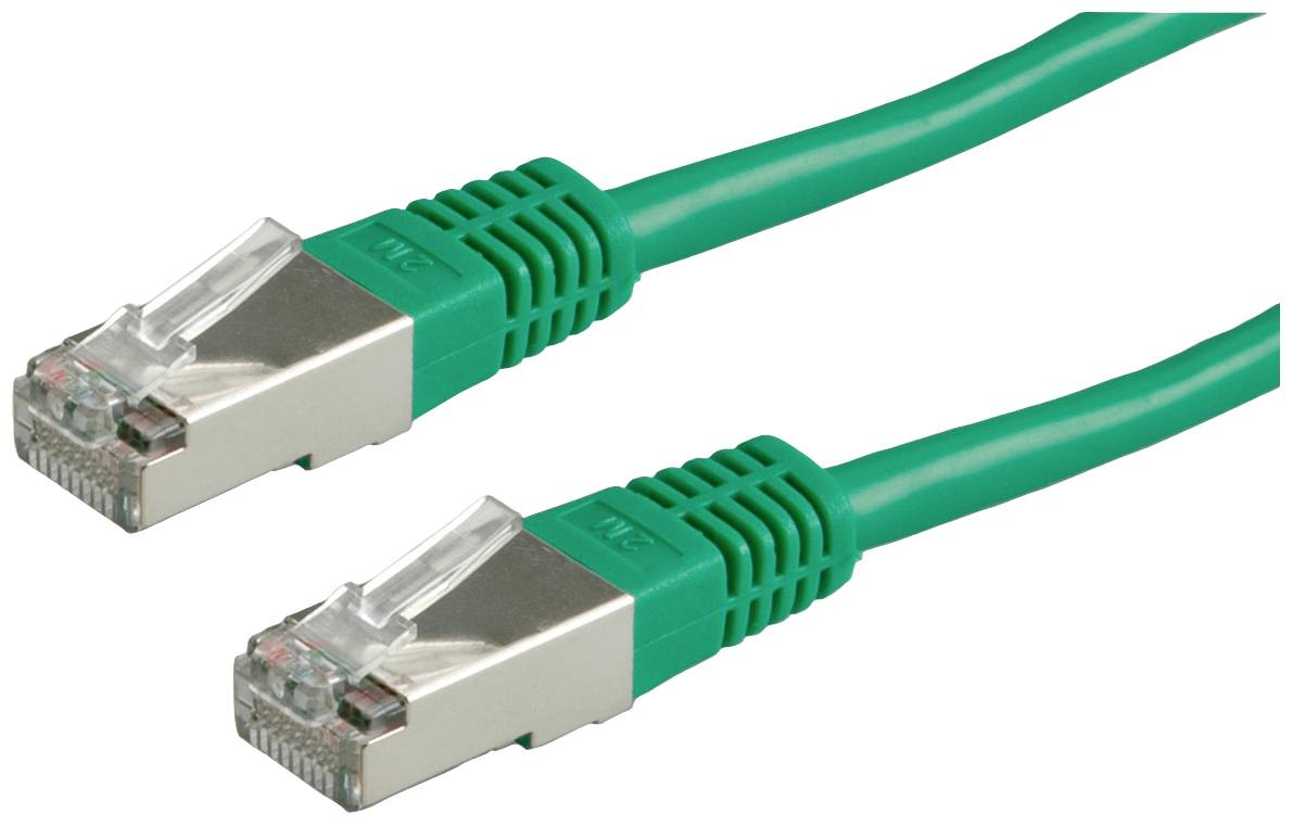 'Dva zelena Ethernet kabela s RJ45 utičnicama koji omogućavaju prijenos podataka u mreži.'