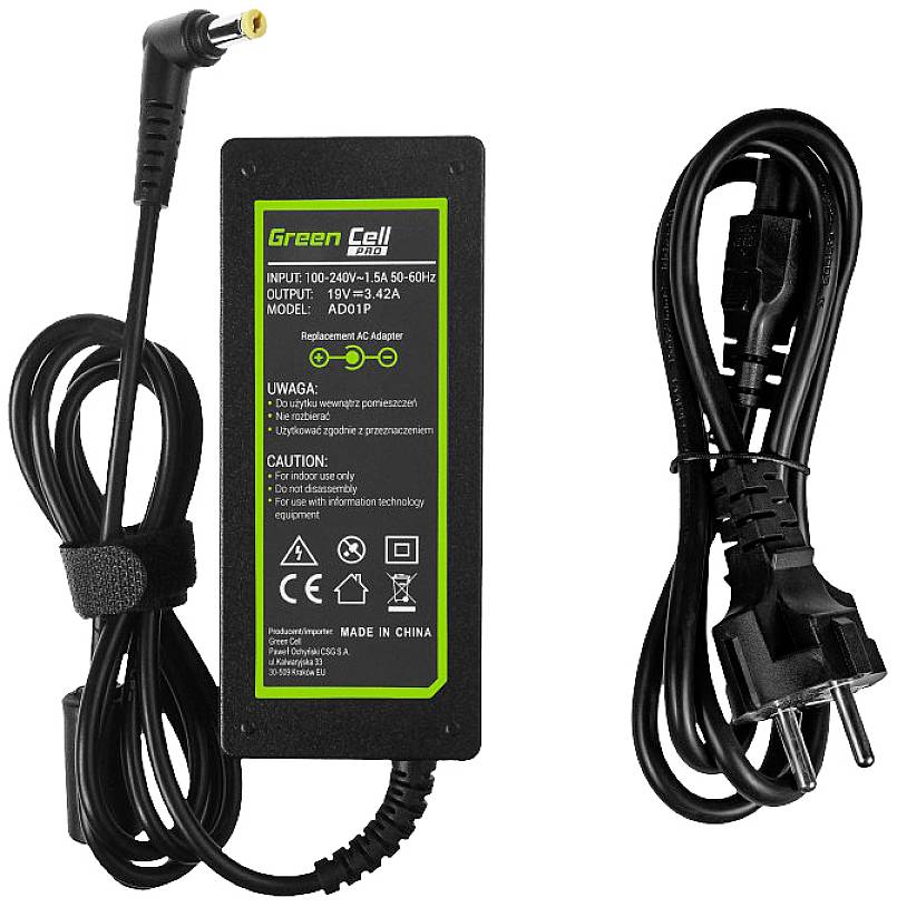Green Cell AD01P Laptop netvoeding 65 W 19 V 3.42 A