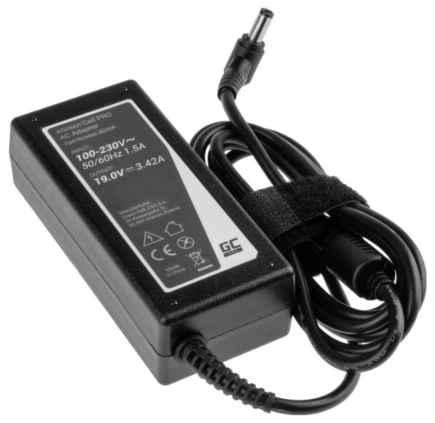 Mrežni adapter napajanja s mrežnim kabelom i etiketom koja prikazuje specifikacije poput 100-230V, 50/60Hz, 1,5A, 19V, 3,42A.