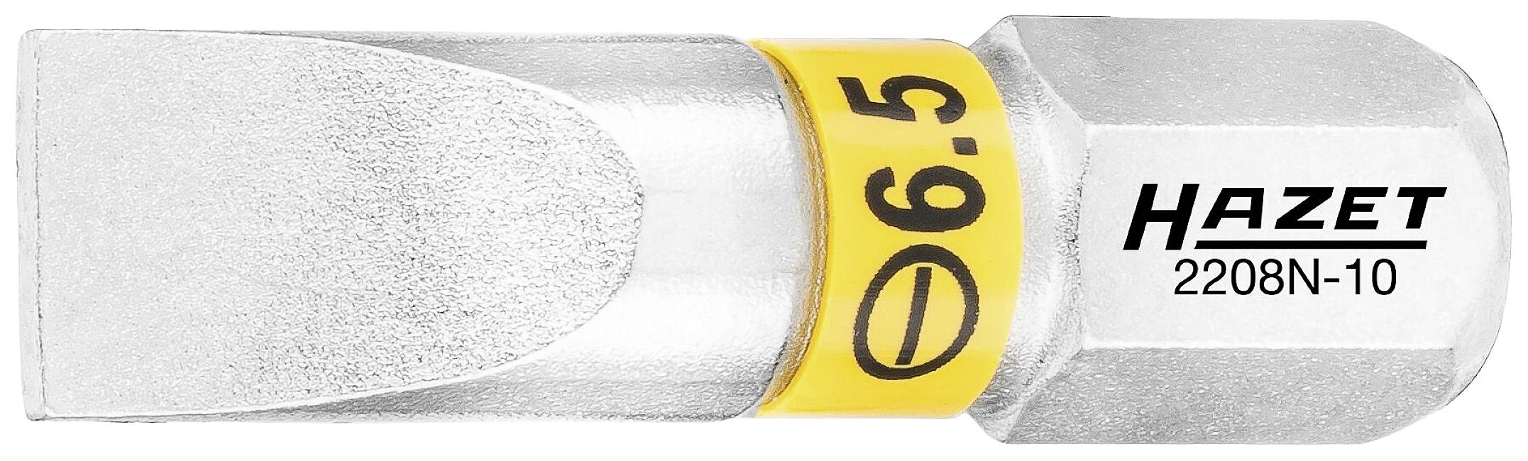 Kratak, plosnati odvijač marke Hazet, model 2208N-10, širine oštrice 6,5 mm, pogodan za vijčane radove.
