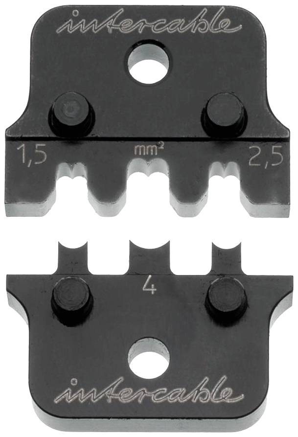 Nastavak za krimpanje s dva izreza, označen oznakom '1,5 mm²', '2,5 mm²' gore i '4 mm²' dolje, na metalnom dijelu.