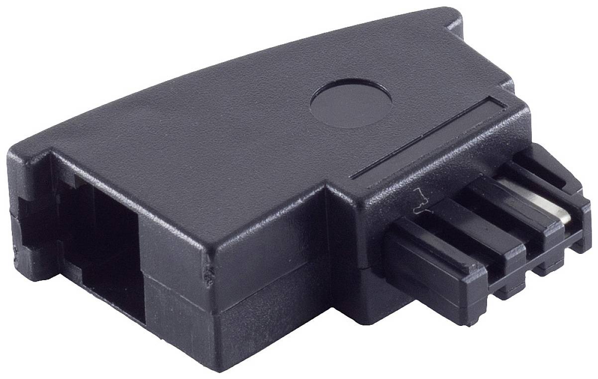 Crni električni utikač pravokutnog oblika s više priključnih kontakata, namijenjen spajanju kabela ili uređaja.