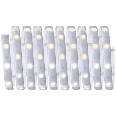Jedanaest LED traka za osvjetljenje poredanih u nizu, ravnomjerno postavljenih jedna do druge, prikazuju različite nijanse bijele boje.