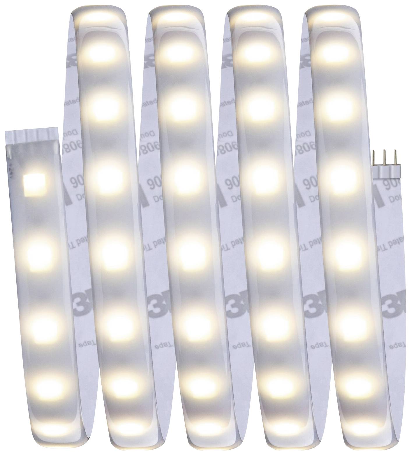 LED traka, osvjetljena, u cik-cak obliku, s bijelim, ravномjerno raspodijeljenim svjetlima.