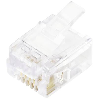 Prozirni RJ45 utikač za Ethernet veze, prikazuje zlatne kontakte.