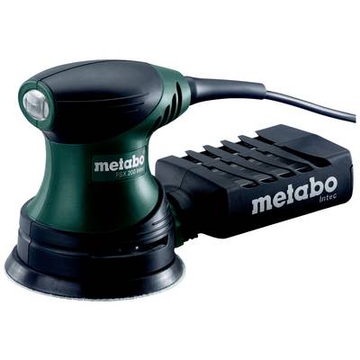 Električni ekscentrični brusilica Metabo, model FSX 200 Intec, u zeleno-crnoj boji, spremna za upotrebu.