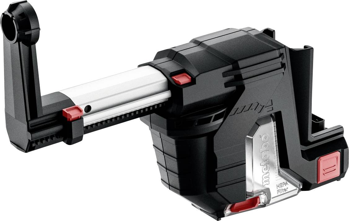 Adapter baterije za crni i srebrni elektromagnetski alat s crvenim jezičcima za otpuštanje i montažnim stezaljkama, prikazan na bijeloj pozadini.