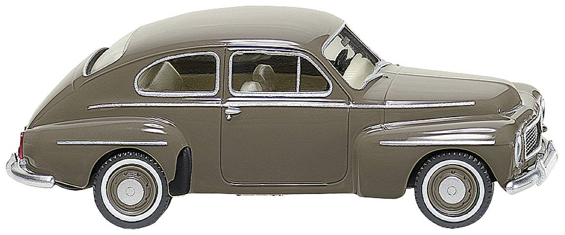 Smeđi modelirani automobil u postranom prikazu s detaljnom reprodukcijom karoserije i prozora.