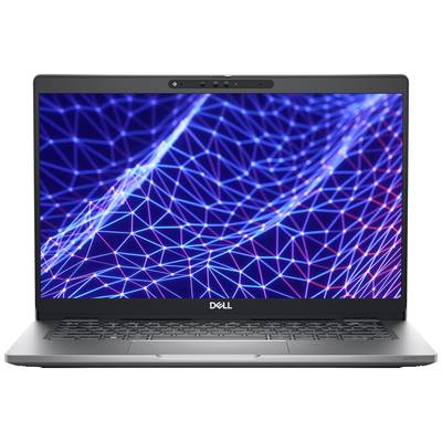 Otvoreni prijenosnik s digitalnim uzorkom plavih i ljubičastih linija na zaslonu.