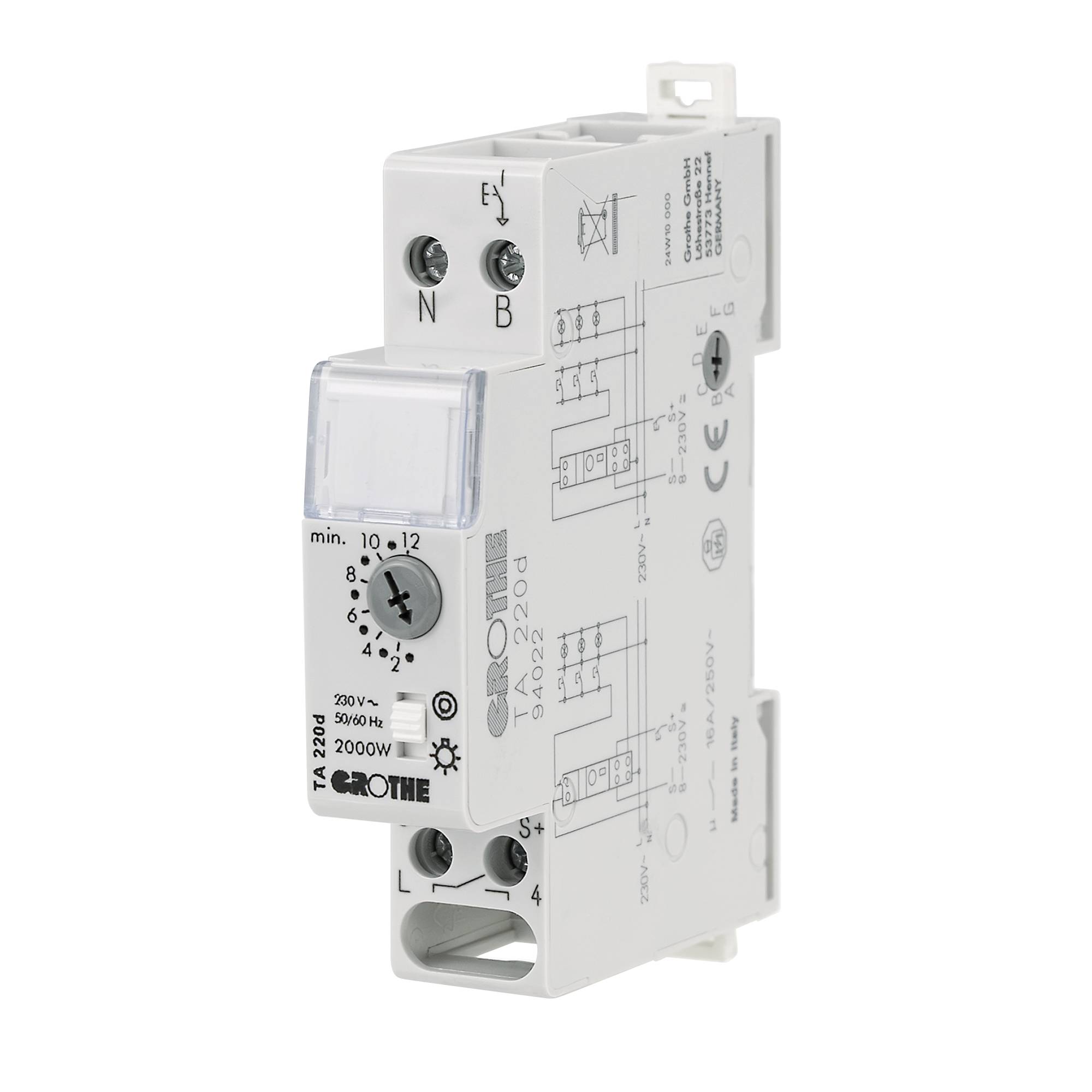 Grothe 94022 timer za rasvjetu stubišta profilna šina 230 V