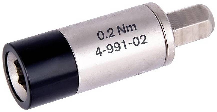 Nastavak odvijača za moment iz metala s natpisom '0.2 Nm 4-991-02', korišten za precizno pritezanje vijaka.