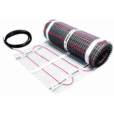 Električna grijaća prostirka za pod, namotana i djelomično razvijena. Kabel je priključen. Pogodna za ugradnju ispod podnih obloga.