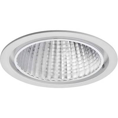 Okrugli LED ugradbeni stropni reflektor s bijelim okvirom i reflektirajućim, rešetkastim umetkom.