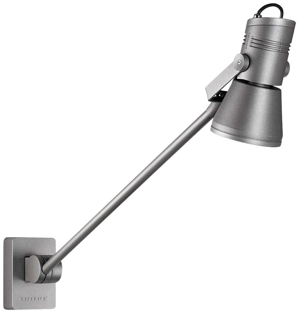 Zidna lampa s dugim, podesivim krakom i okretnom glavom lampe u modernom metalnom dizajnu, namijenjena preciznom osvjetljavanju.
