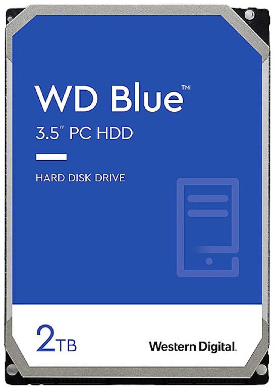 Vanjski tvrdi disk 'WD Blue 3.5" PC HDD', kapacitet 2TB od Western Digital, plava ambalaža, pogodan za PC-eve.