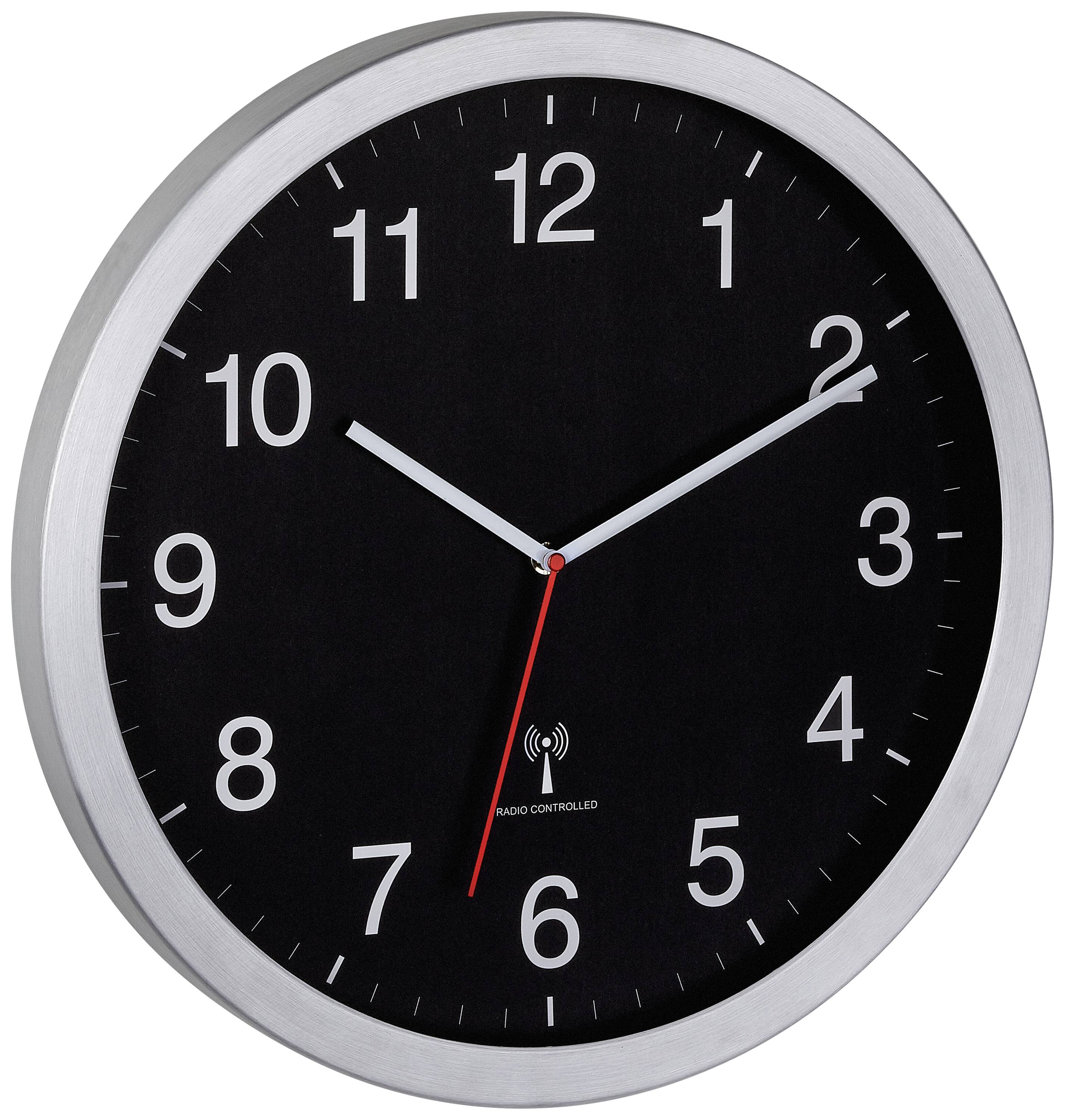 TFA Dostmann 60.3545.01 Zendergestuurd Wandklok 40 cm x 5 cm x 40 cm Zilver Groot display