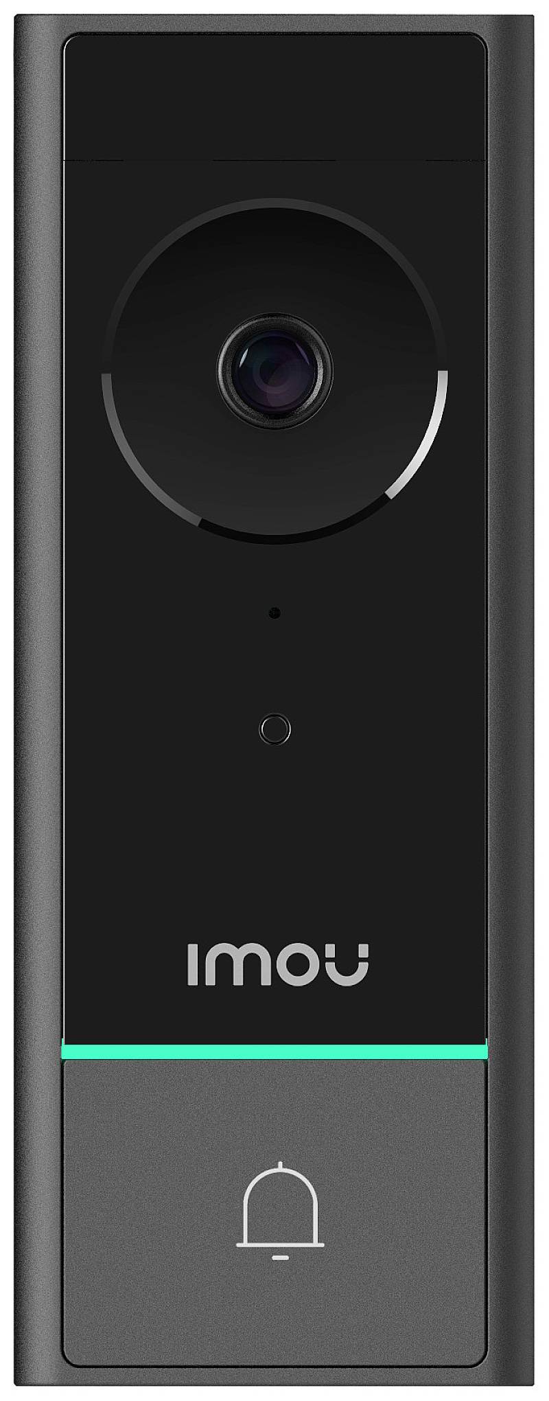 Video zvono za vrata u crnom kućištu s optikom kamere gore, ispod toga logo 'Imou' i simbol zvona na sivoj pozadini.