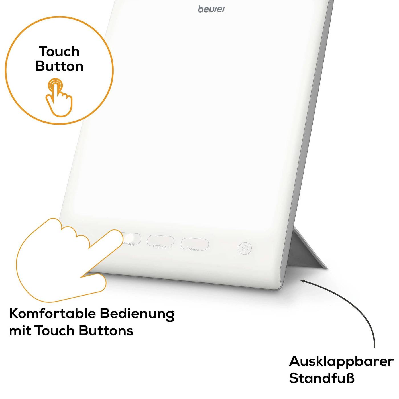 Uređaj za osvjetljenje na dodir sa postoljem; jednostavno upravljanje putem tipke za dodir; pogodan za udobnu upotrebu.