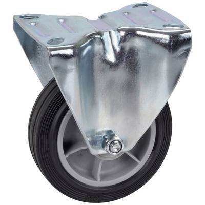 Kruta transportna kotačica s metalnim nosačem i crnom gumenom oblogom, pogodna za transportne uređaje i industrijske primjene.