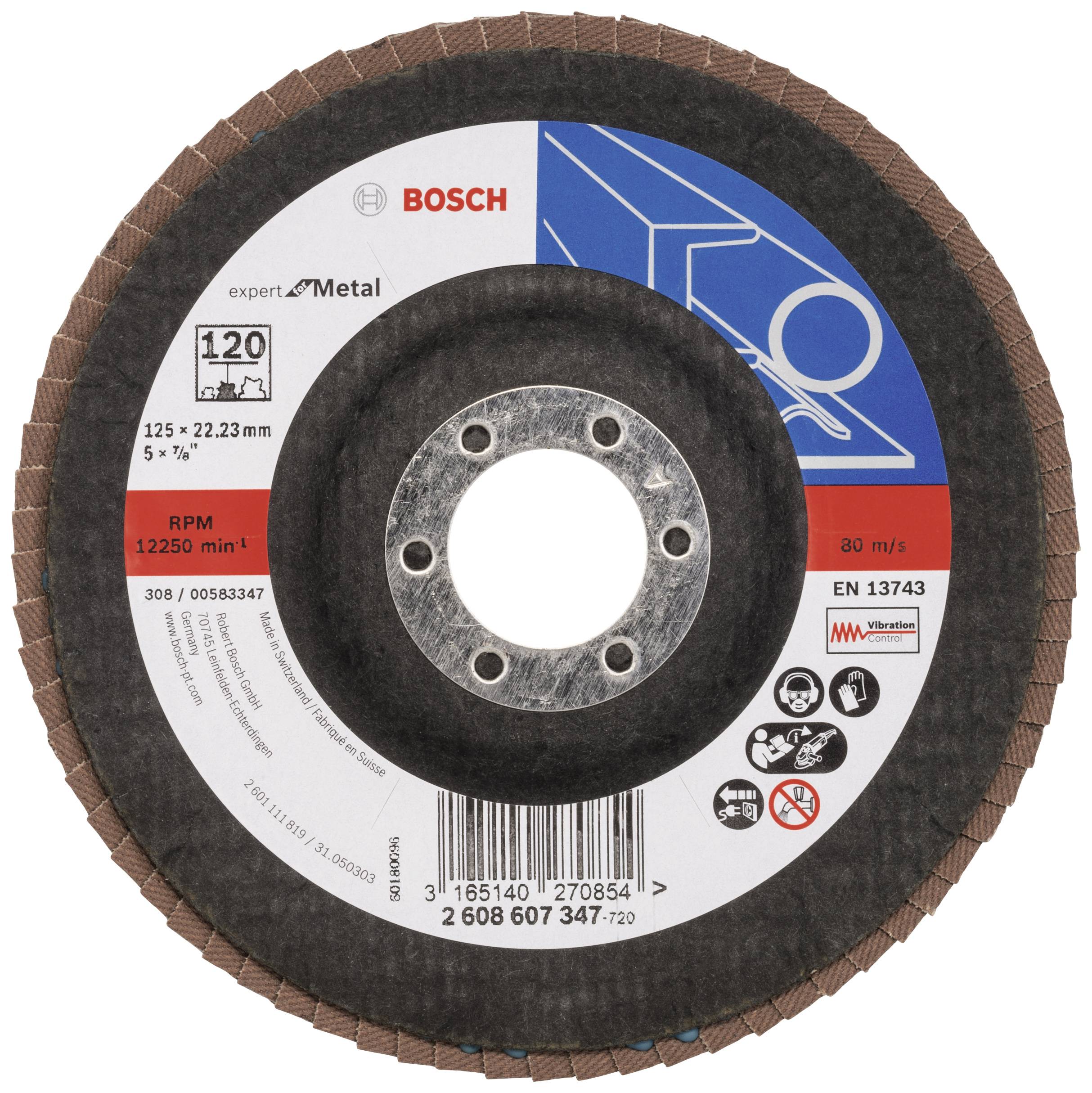 Bosch Accessories 2608607347 X551 Lamellenschijf Diameter 125 mm Boordiameter 22.33 mm Korrelgrootte (num) 120 Staal 1 stuk(s)