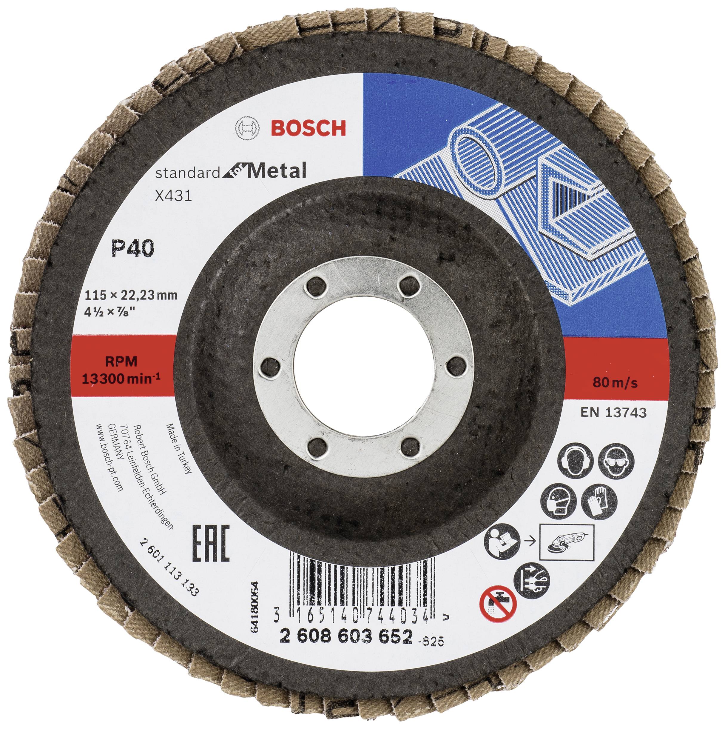 Bosch Accessories 2608603652 X431 Lamellenschijf Diameter 115 mm Boordiameter 22.33 mm Korrelgrootte (num) 40 Staal 1 stuk(s)