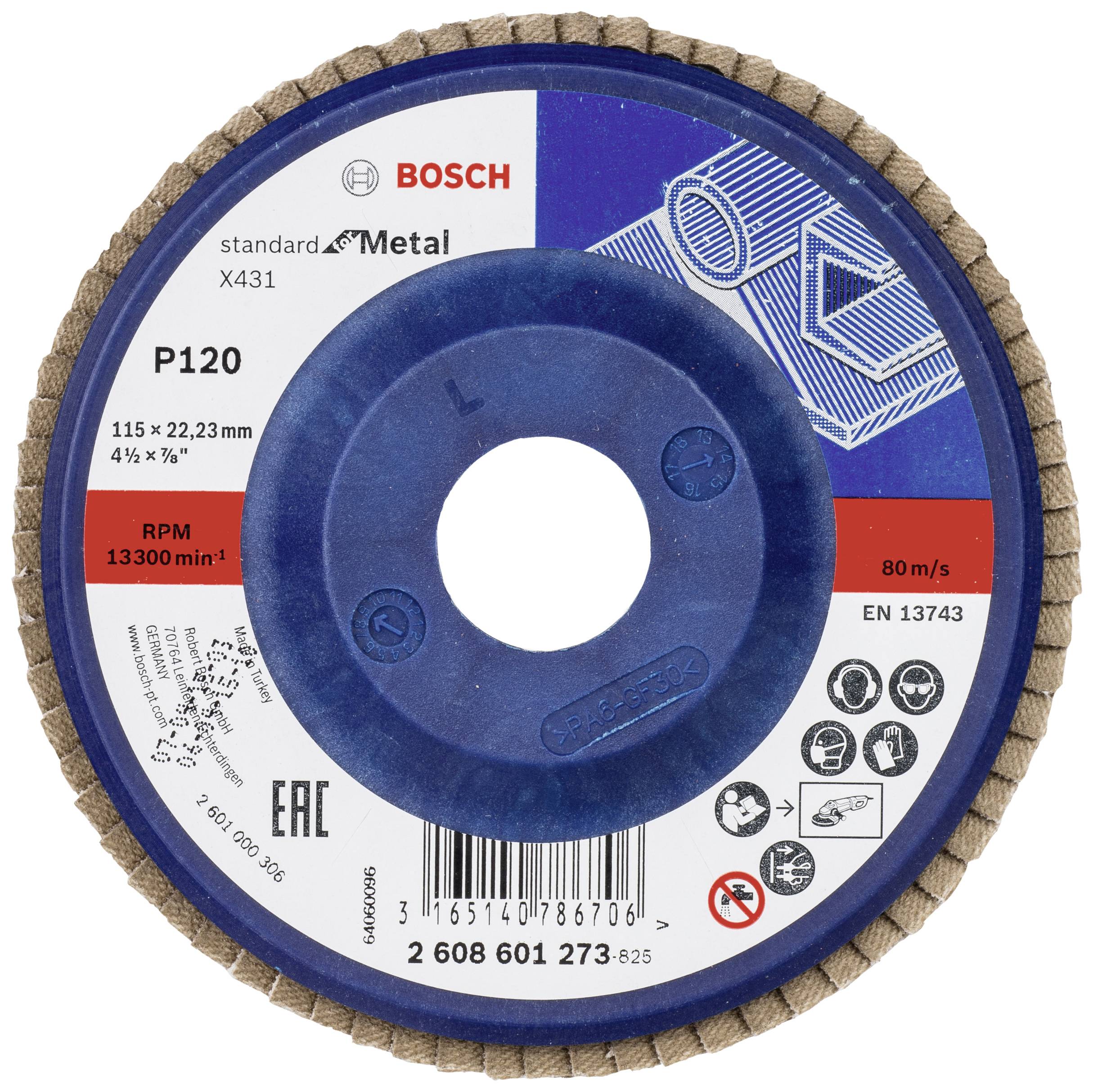 Bosch Accessories 2608601273 X431 Lamellenschijf Diameter 115 mm Boordiameter 22.33 mm Korrelgrootte (num) 120 Staal 1 stuk(s)