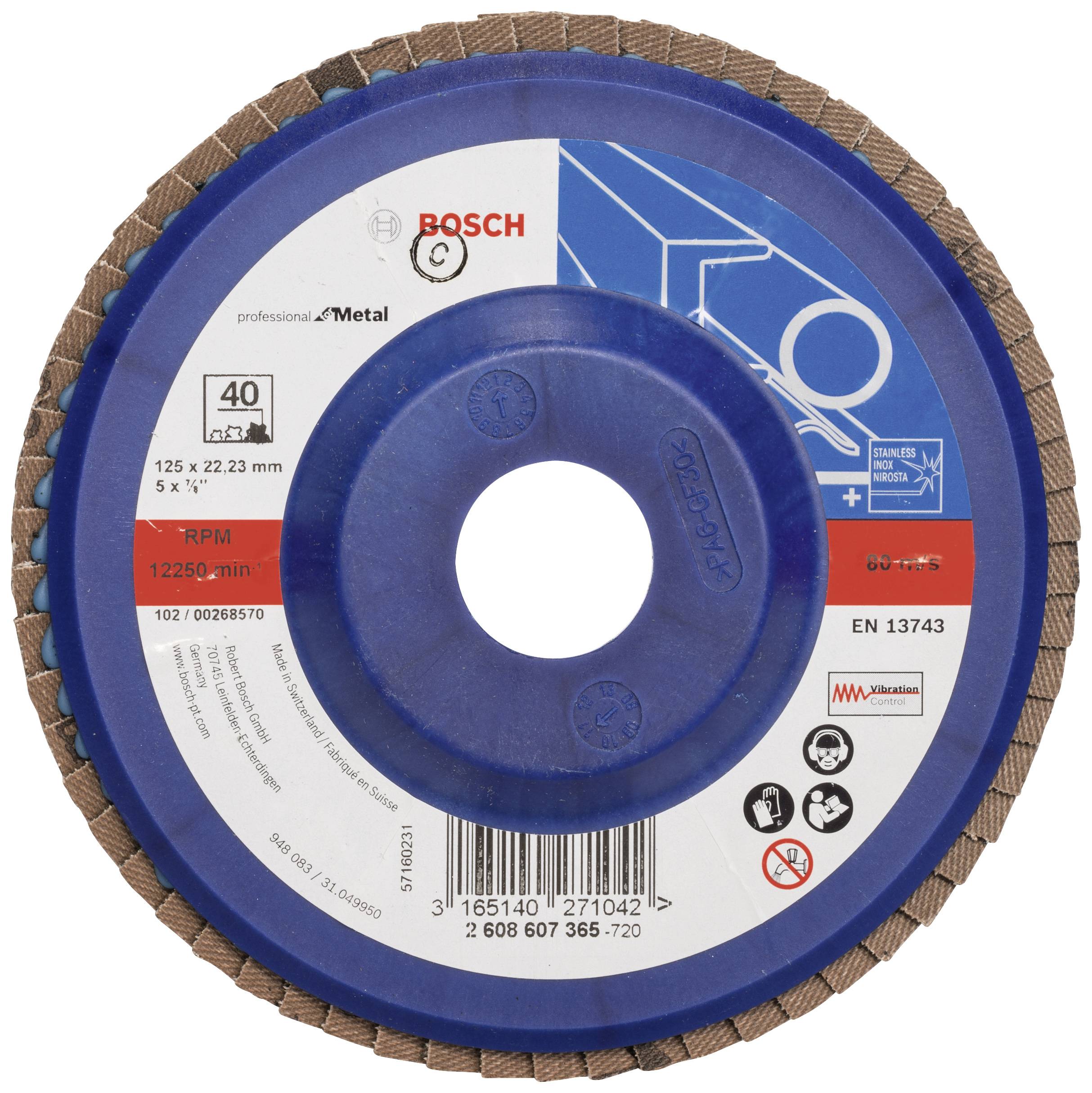 Bosch Accessories 2608607365 X551 Lamellenschijf Diameter 125 mm Boordiameter 22.33 mm Korrelgrootte (num) 40 Staal 1 stuk(s)