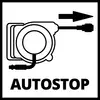 Simbol 'Autostop'-a sa strelicom pokazuje na priključak crijeva. Napomena o automatskom zaustavljanju pri maksimalnom tlaku.