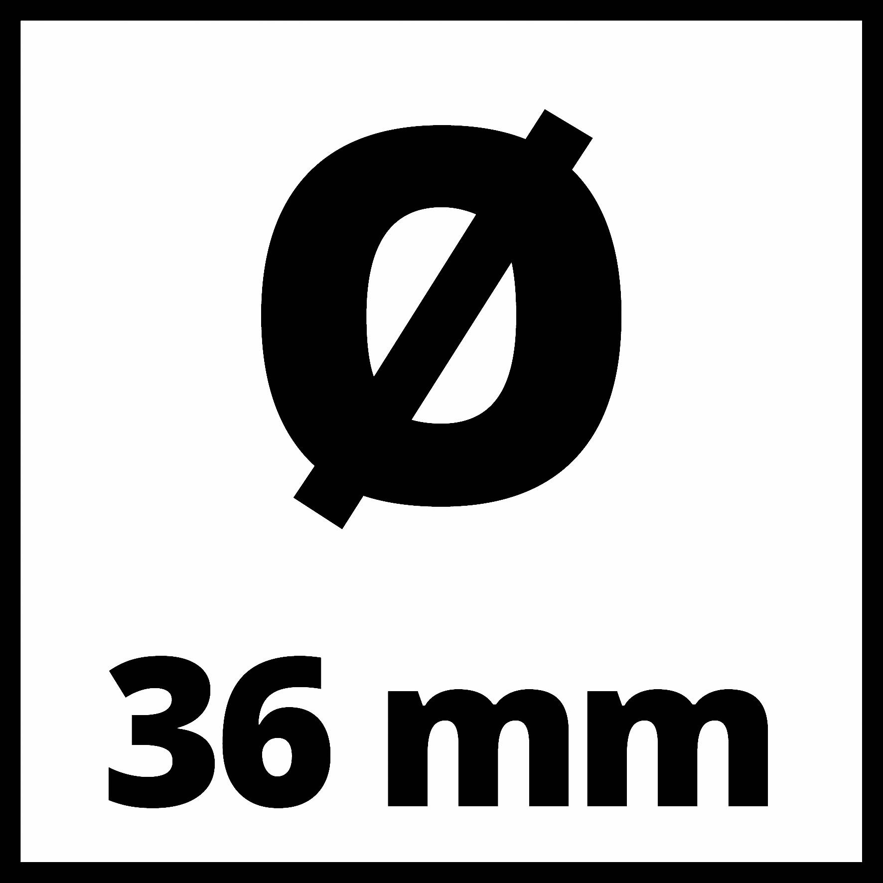 Ø 36 mm u crnom pismu na bijeloj pozadini, pokazuje promjer.
