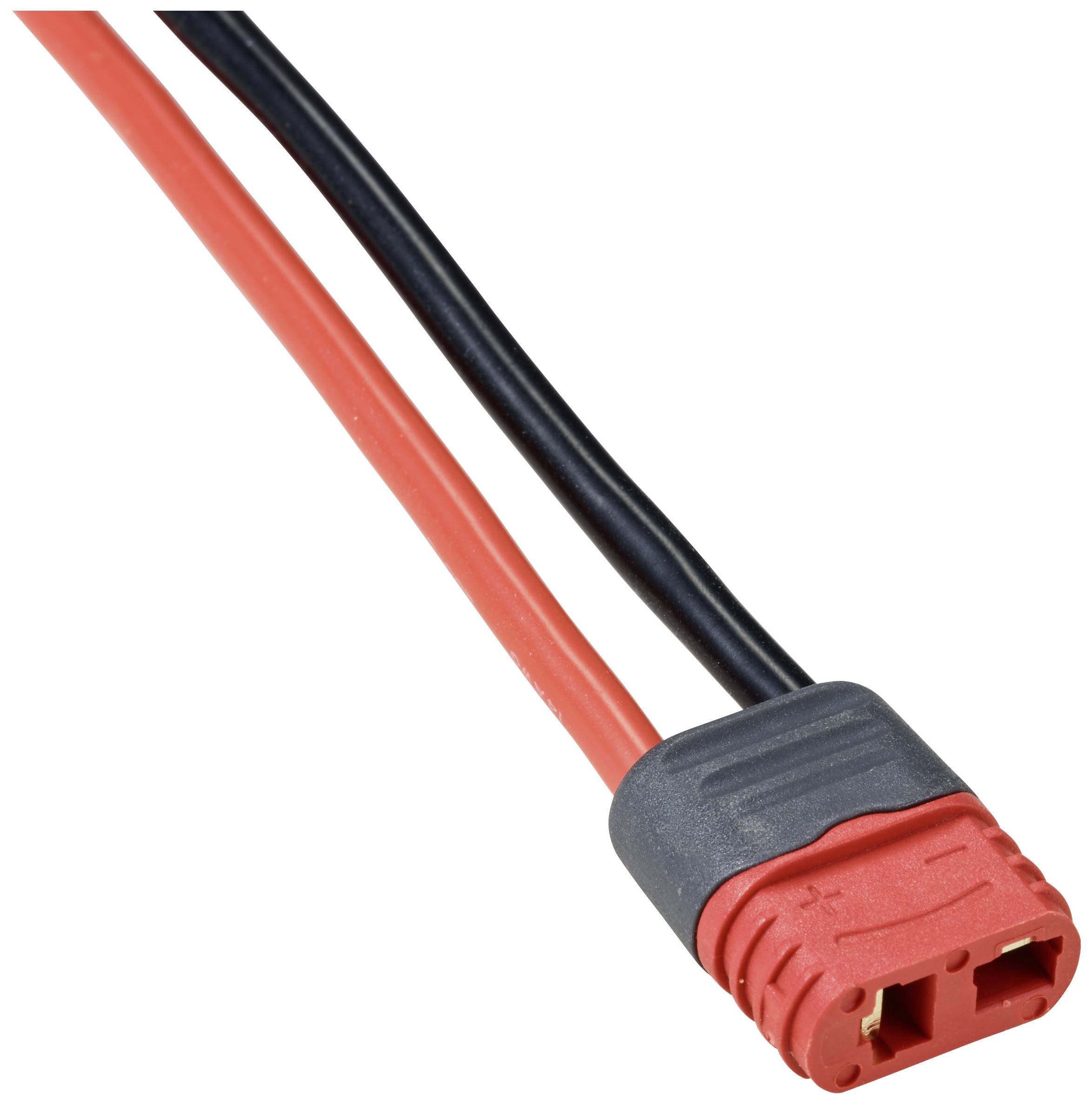 Crveno-crni kabel s utikačem koji ima dva priključka ovisna o polaritetu. Pogodan za električne spojeve.