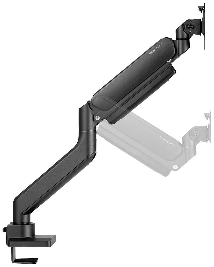 Crni nosač monitora za montažu na radni stol, podesiv, za ergonomsko prilagođavanje ekrana.