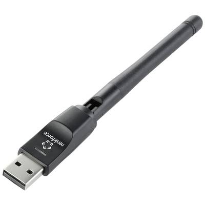 USB WLAN adapter s crno sjajnim kućištem i odvojivom antenom za bežičnu mrežnu vezu.