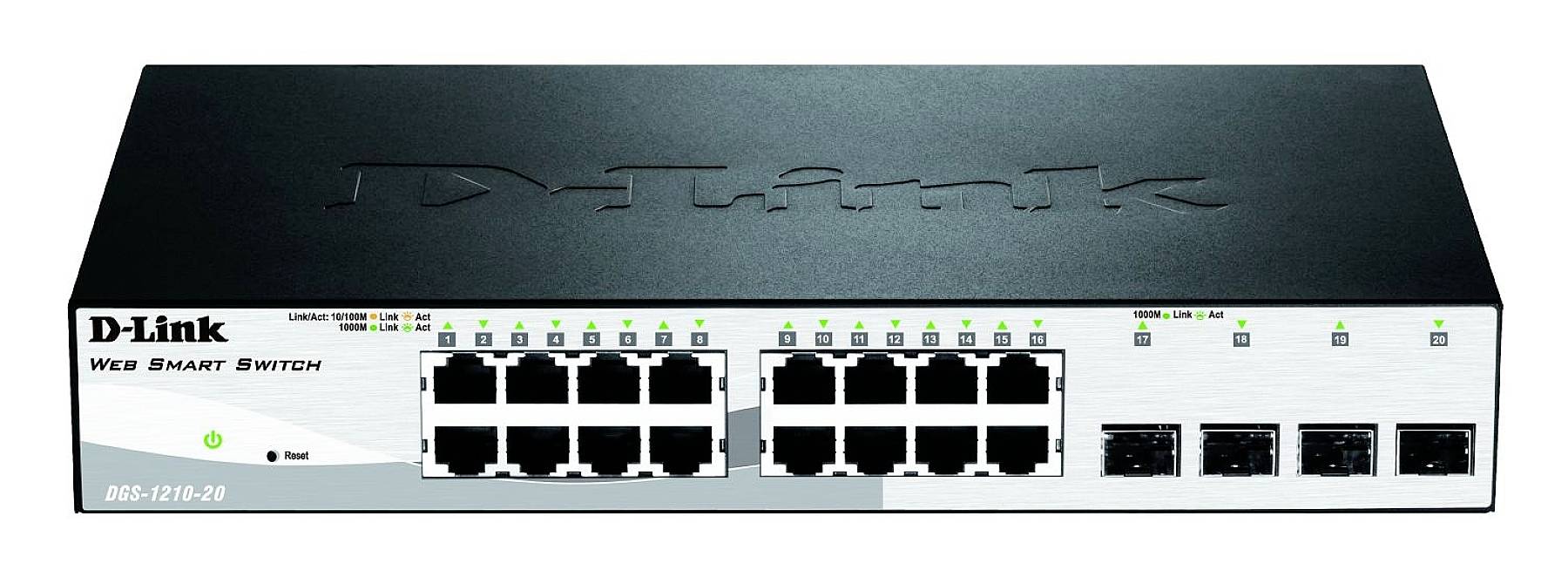 D-Link Web Smart Switch s 24 Ethernet porta i 4 SFP utora, pogodan za mrežne povezivosti u poslovnim okolinama.