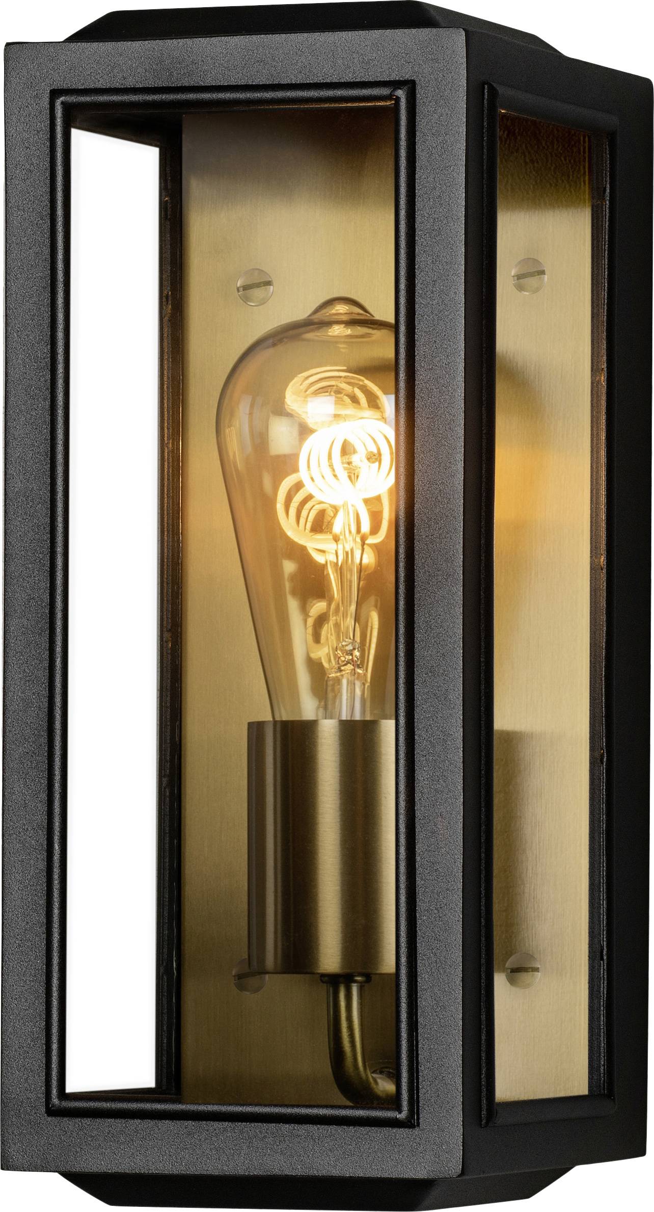 Konstsmide Carpi schwarz/messing 7348-758 Buitenlamp (wand) E27 Zwart, Messing