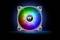 Svjetleći ventilator za hlađenje računala s Rainbow LED osvjetljenjem na crnoj pozadini, s logotipom 'Thermaltake' u sredini.