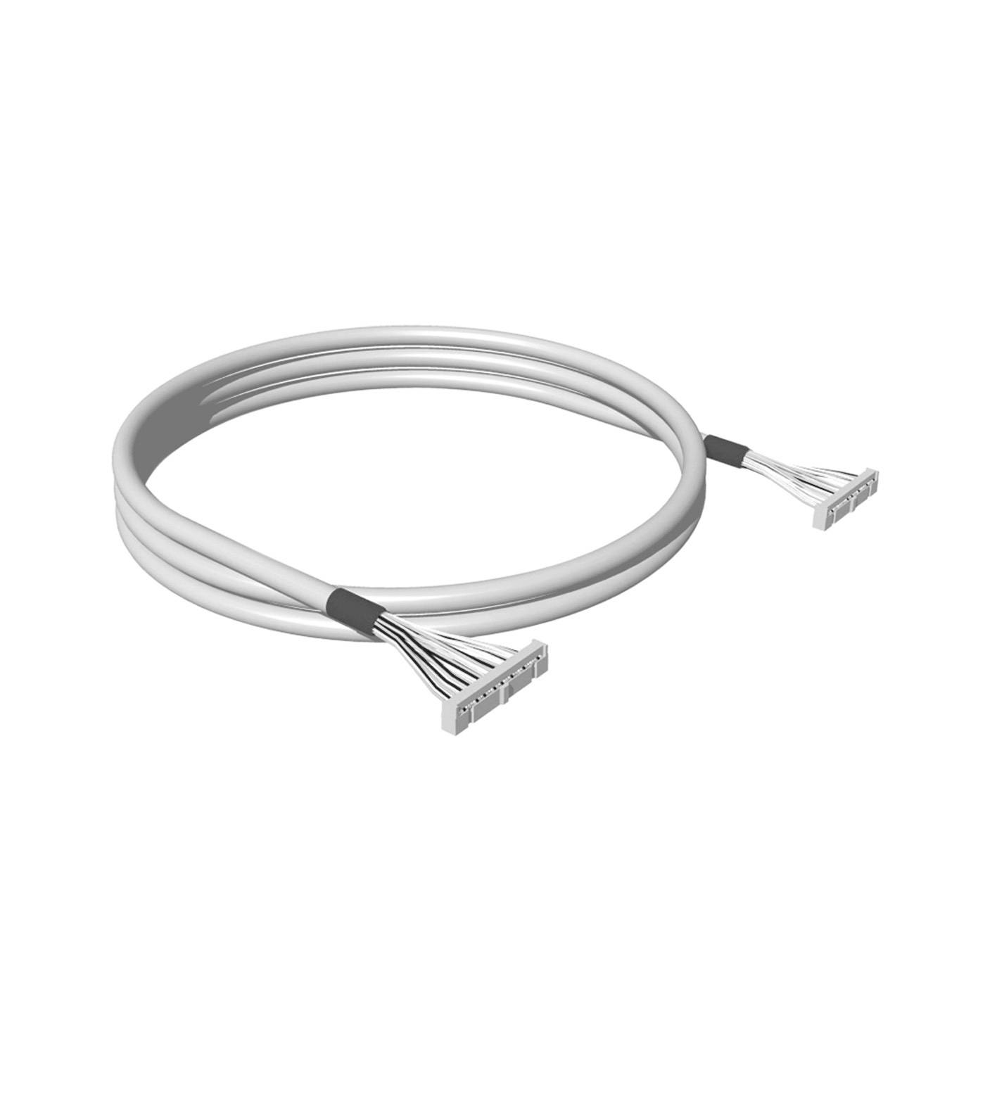 Kabel s dva priključka na krajevima. Bijele je boje i prikazuje nekoliko izoliranih žica koje vode prema priključcima.